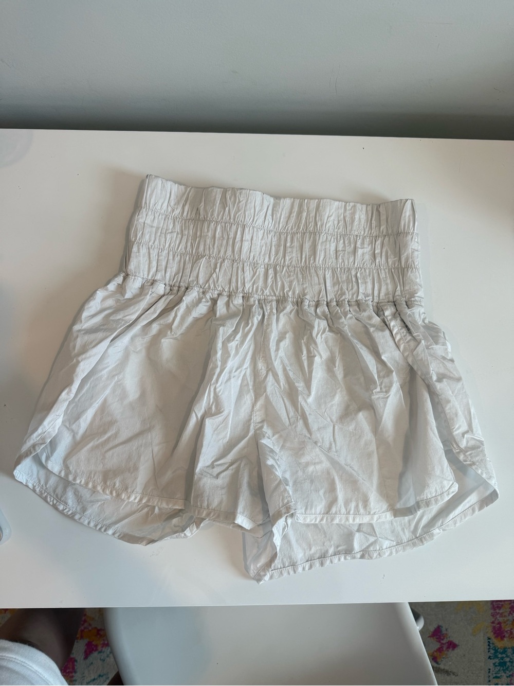 FP Movement by Free People White High-Waist Smocked Shorts